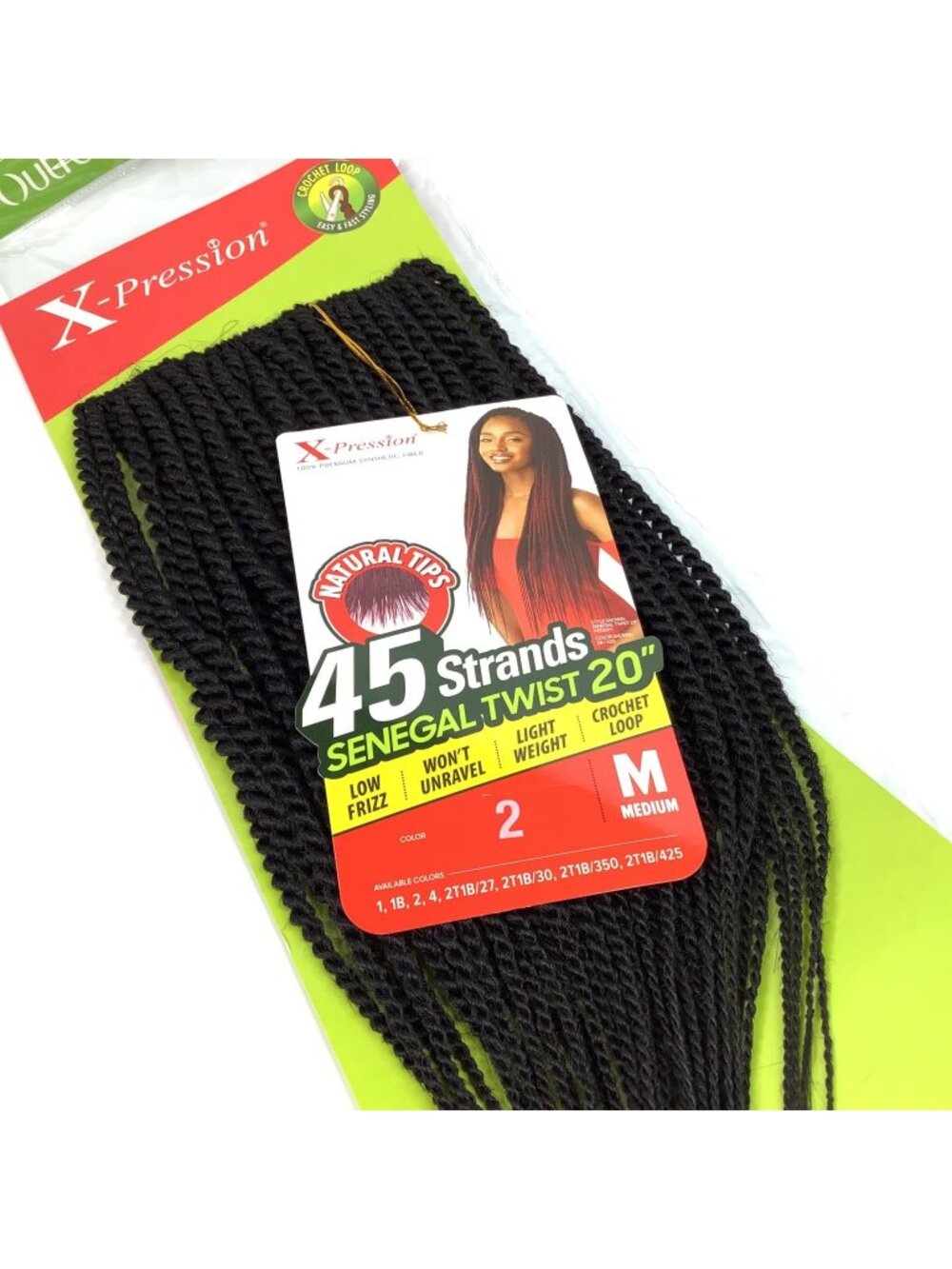 X-Pression Natural Tips Senegal Twist 20" Hair Extensions Color 2 Medium